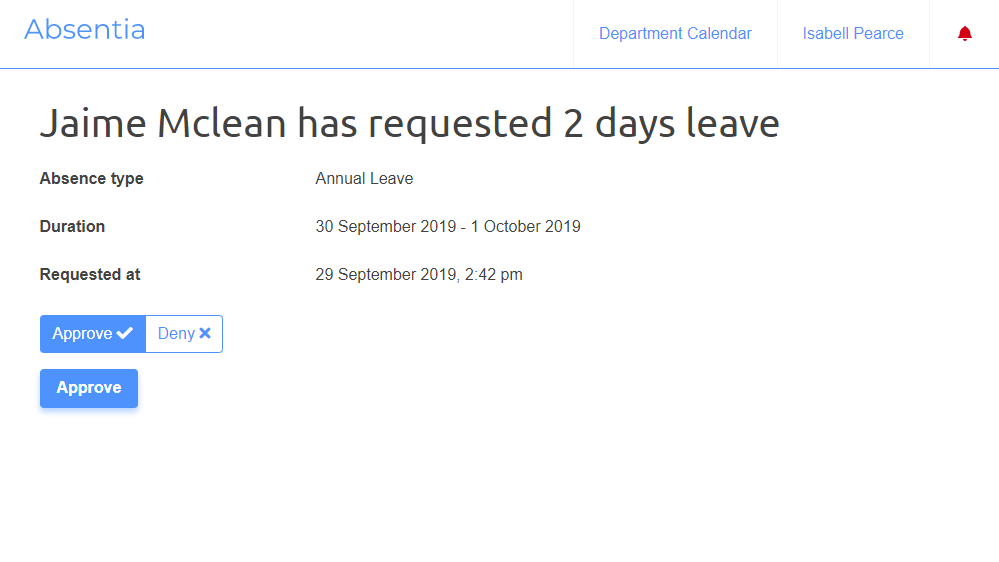 Absence approval