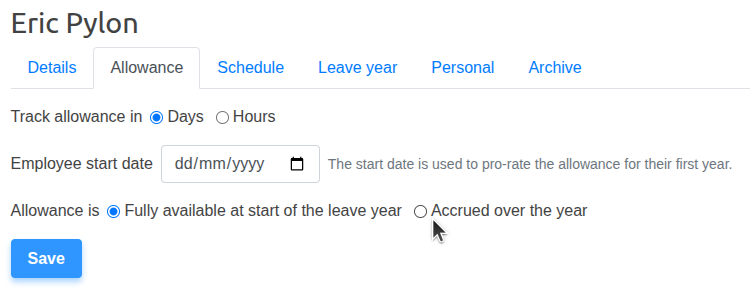 User Allowance tab showing the Vesting Schedule section with Upfront and Drip-feed options