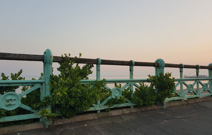 Brighton railing sunset