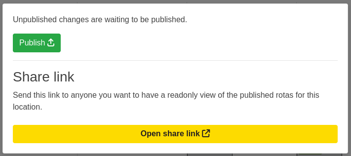 RotaPlanner publish button