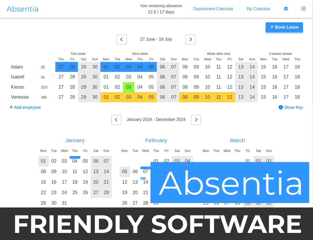 Absentia Friendly Annual Leave Software