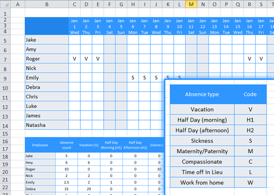 Excel leave planner template